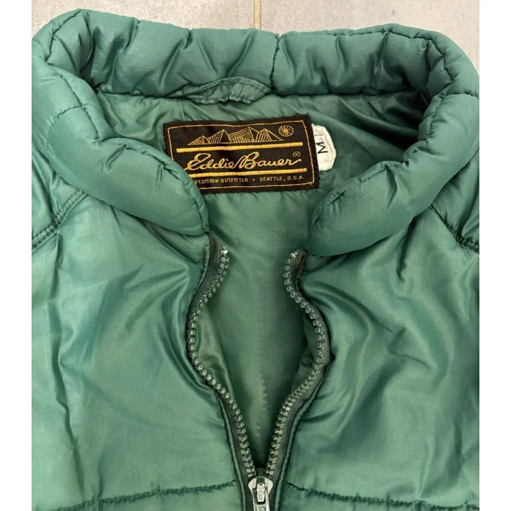 Vintage Eddie Bauer Goose Down Vest Late 70's Early 80s Men's Size Medium Green